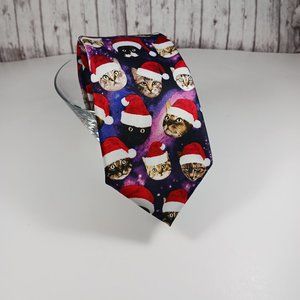 Knotty and Nice Polyester Men's Necktie Santa Hat Cats Christmas Novelty